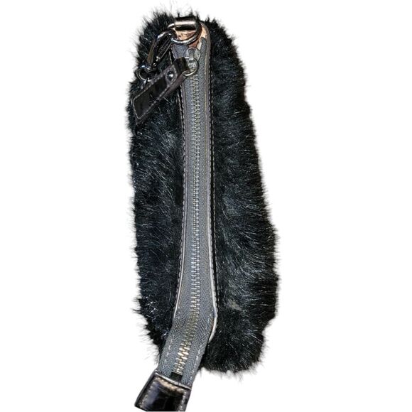 SHARIF Black Faux Fur Handbag Crossbody Handbag 2000s - Picture 4 of 11
